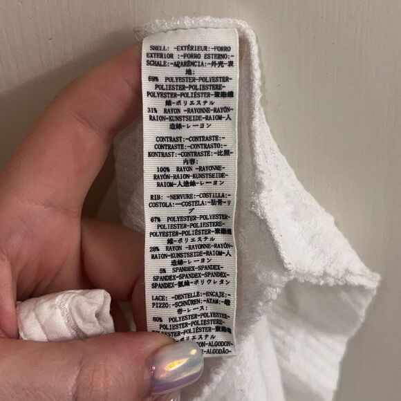 ✨Free People Sweetest Thing Thermal/Lace White Long Sleeve Sz Small Top✨ - Picture 9 of 9